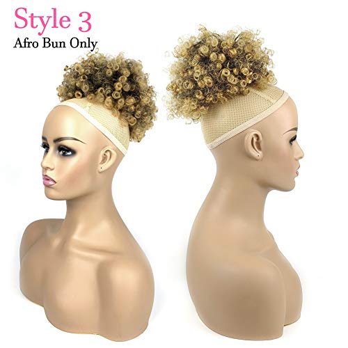 Allyreetress Afro Puff Drawstring Ponytail With 2 Replaceable Bangs Afro High Puff Bun With Spring Curl Bangs And Afro Puff Bangs Clip In Hairpieces Pineapple Updo Ponytail With Bangs (T1B /27) #TOP3