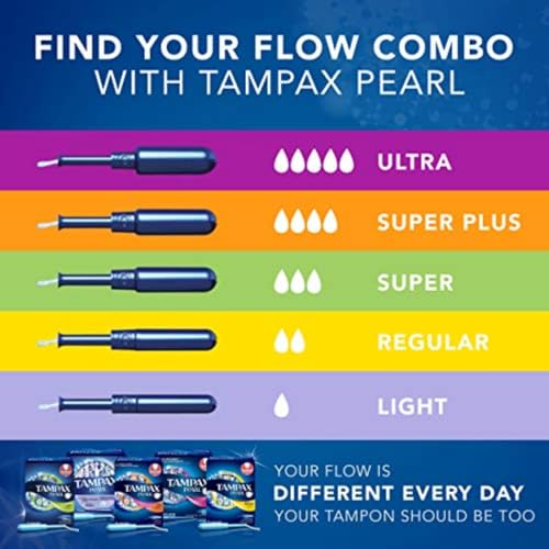 Image of Tampax Radiant Tampons for Women Multipack,with LeakGuard Braid,Regular /Super /Super Plus Absorbency,Unscented,112 Count (Pack of 2)