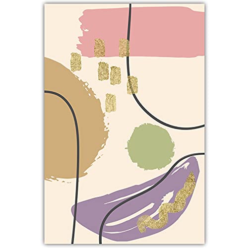 Affiche d'art mural de qualité supérieure avec lignes d'or et design abstrait 70x100