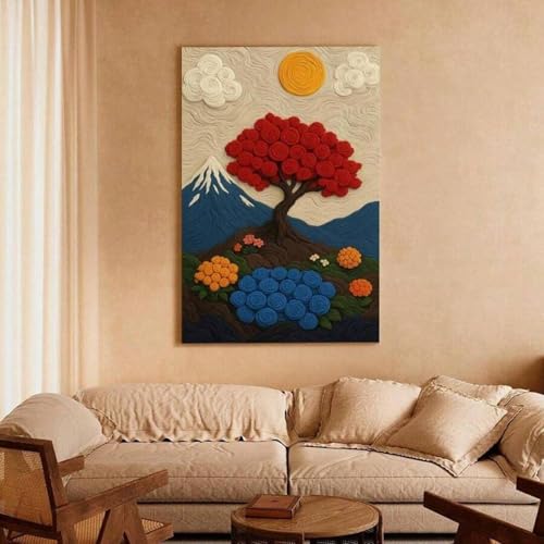 Affiche sur toile rosiers et montagnes XINBAO encadrée haut de gamme - 4