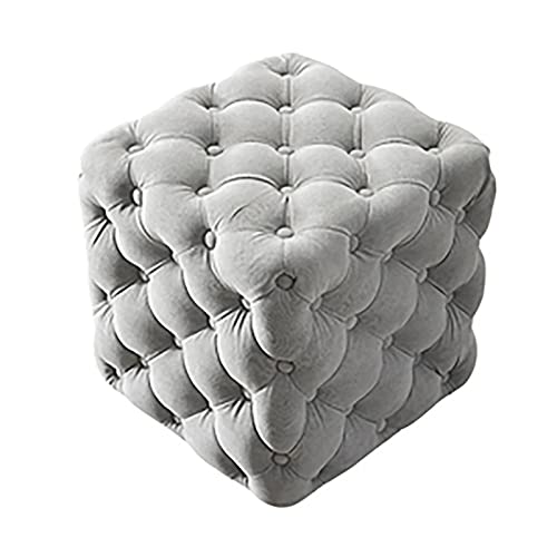Reposapiés de lujo en forma de cubo y taburete de terciopelo gris para mesa centro 2
