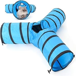 Emily Pets Pet Cat Tunnel Collapsible 3 Way Play Toy Tube Fun Hideaway Interactive Play Toy Road Cat Toy with Bell for Rabbits, Kittens and Puppies