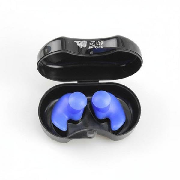 SNAPPSY 2xSilicone Swimming Earplugs Comfortable Fit Waterproof Swimming Earplugs Reusable Silicone Ear plug for Adults, Showering, Bathing Blue Black Box-picture-16
