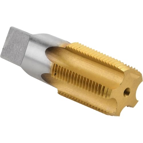 Hertel Standard Pipe Tap, 1-11-1/2 NPT, 5 Flutes, High Speed Steel, TiN Finish, 3-3/4