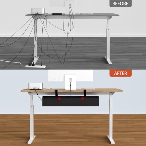 Univivi Kabelkanal Schreibtisch Schwarz, 70cm Ohne Bohren Kabelmanagement Schreibtisch Fexibel Oganizer, Klemmen/Schraubmontage, Stabiles Wasserfestes Kabeltray für Büro und Zuhause