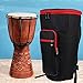 Vaguelly Waterproof African Drum Bag for 12 Inch Djembe Padded Oxford Cloth Backpack with Adjustable Shoulder Straps and Zippered Pockets for Accessories
