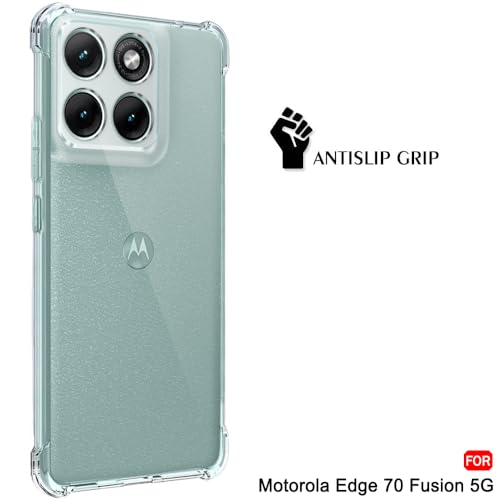Image of TheGiftKart Crystal Clear Back Cover Case for Motorola Moto Edge 70 Fusion 5G | Shockproof Soft TPU Case | Cushioned Edges for Ultimate Protection Back Cover Case (TPU, Transparent)