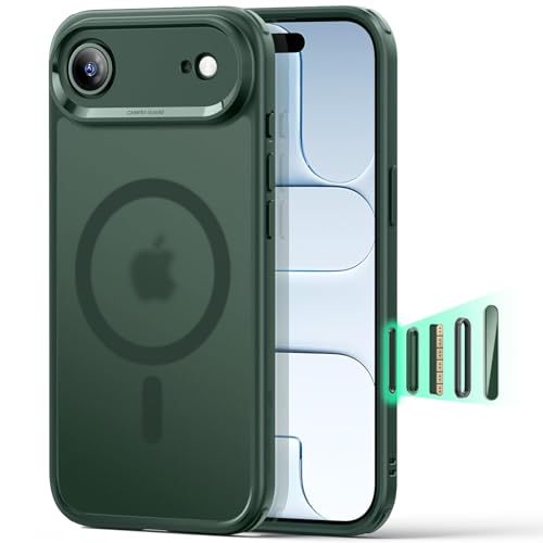 Image of ESR for iPhone Air Case, Camera Control Cover, Compatible with MagSafe, Shockproof Military-Grade Protection, Magnetic Phone Case for iPhone Air, Classic Hybrid Case, Frosted Green