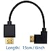 Duttek Ultra-Thin Short 90 Degree HDMI to Mini HDMI Cable 6inch/15cm, Left Angled Mini HDMI Male to A Male Cable, Support 4K@60Hz Ultra HD, 1080p, 3D for Camera, Laptop, HDTV