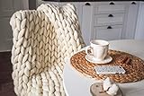 Chunky Knit Blanket, Chunky Knit Merino Wool Blanket Large 40' x 60' Throw Blanket, Giant Knit...