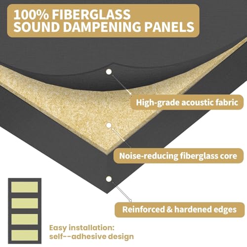 6PCS Fiberglass Acoustic Panels, Black, 23.6"x11.8"x2" Thick by Lakexus - Image 5