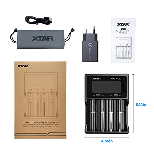 Chargeur XTAR VC4SL intelligent li-ion avec écran LCD précis