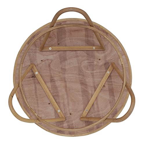 Finecasa Round Rattan Coffee Table, 32X18 '' Wicker Coffee Table, Boho Hand-Woven Rattan Top, Unique Farmhouse Round Tray Top Table, Center Table For Living Room, Round Coffee Table, Natural Wood #TOP4