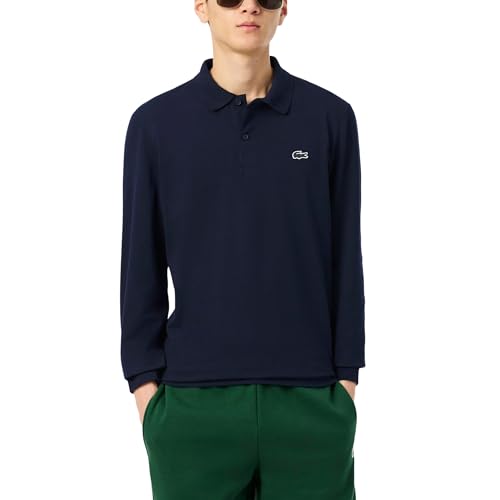 Lacoste Men's Core Regular Fit Long Sleeve Polo, Navy Blue, X-Large