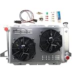 COOLINGBEST 4 Row Aluminum Radiator Replacement for 1985-1996 Ford F150 F250 F350 Bronco L6 Radiators Electric Fan Shroud Thermostat Kit Combo 1986 1987 1988 1989 1990 1991 1992 1993