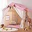 Tente Château Pour Enfant Besrey, Hexagonale, 155x115x127cm, Avec Lumières - Cabane D'intérieur Jeu, Cadeau Fille Rose