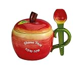 Picture of Rite Lite Rosh Hashanah Ceramic Apple Honey Dish With Spoon - For Jewish New Year