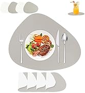 Lishang Tischsets Abwaschbar und Untersetzer Tischset Leder Platzdeckchen Lederoptik Platzsets Ab...