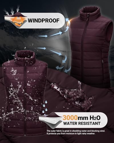 Outdoor Ventures Damen Steppweste Packbare Übergangswesten Gefütterte Hybrid Sportweste Frau Warmer Bodywarmer Fahrradweste mit Stehkragen für Wandern Camping, Lila M