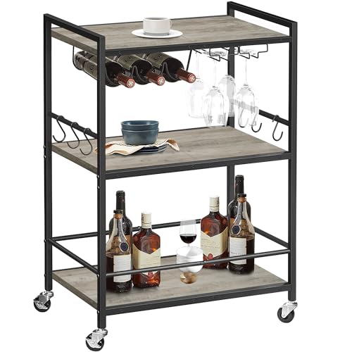 TUTOTAK Bar Cart - Serving Cart for Home - Microwave Cart, Drink Cart, Mobile Kitchen Shelf with Wine Rack and Glass Holder, Rolling Beverage Cart BC01BG030 by TUTOTAK - Image 7