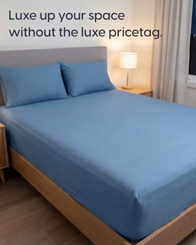 Image of Sleepy Town Cal King Size Bed Sheets - 3 Piece - NO Flat Sheet Included - California King Sheet Set - Soft, Comfy & Cooling - Easy Care - Wrinkle & Fade Free - Brushed Microfiber Sheets (Denim Blue)
