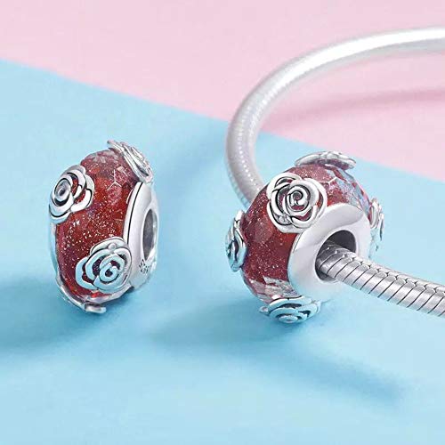 Murano Glass Charms Bead Sterling Silver Core for European Charm Bracelets Flower …2