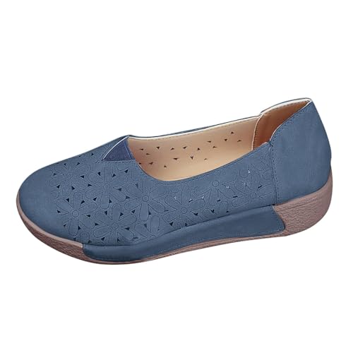 Women's Floral Ballet Flat Flats Shoes Slip On Flowers Round Toe Casual Dress Hollow Hole Summer Comfortable Work Office Fashion Trendy with Eyelets Cutout Comfort Rubber Sole Lazy Loafers