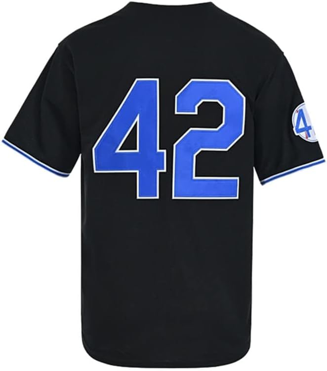 Madjus Men's Black Legend 42 Button Down Jersey 90s Hip Hop Baseball Jersey Stitched - Image 4