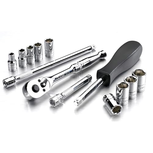 Image of Pro-Grade 13-Piece 1 /4-Inch Drive SAE Mechanics Tool Set, 19204