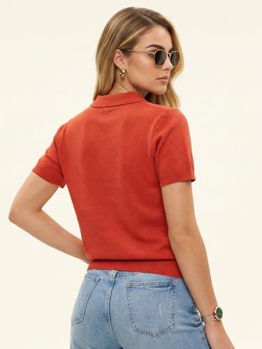 Image of JUNEBERRY Women's Flatknit Solid Half Sleeve Polo T-Shirt with Collared Neck, Casual Style for Office, Travel, (Sizes S to 2XL)