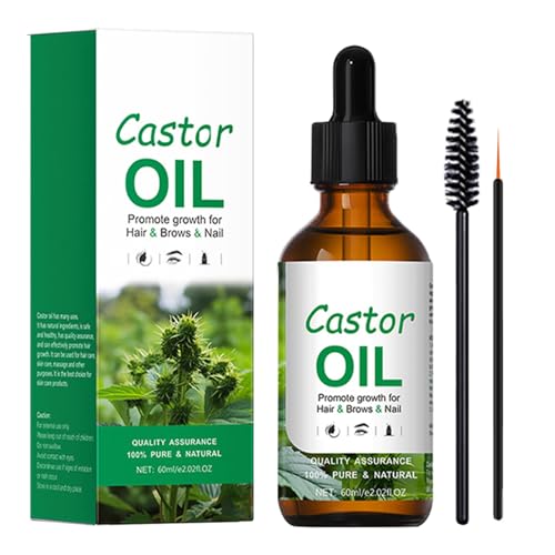 Aceite de ricino natural para el crecimiento del cabello - Aceite de ricino de 60 ml para cabelludo | A-ceite de c-abello nutritivo profundo | A-ceite de crecimiento para el cuidado del cabello