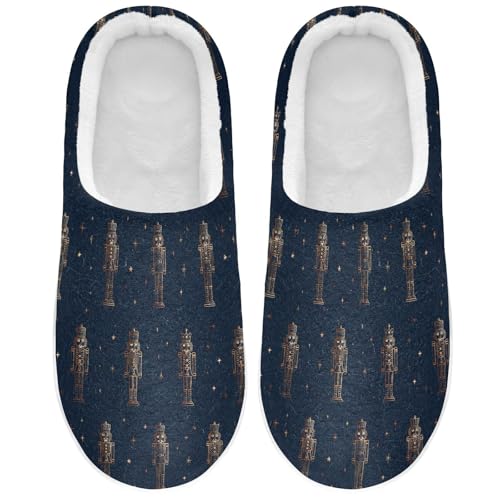 Fuzzy Memory Foam Slippers for Women/Men Nutcracker Star Pattern Fluffy Winter House Shoes Indoor and Outdoor2