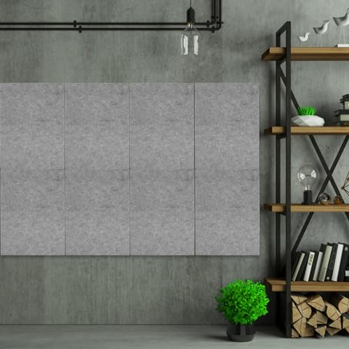 Paneles acústicos de absorción LIFKOME 12 piezas, tableros autoadhesivos para aislamiento de sonido para estudios en casa, material de poliéster duradero para insonorización miniatura 4