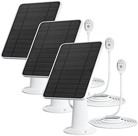 Solar Panel Charger Compatible with Arlo Ultra/Ultra 2/Pro 3/Pro 4/Pro 3 Floodlight Security Camera, 5V 4W Solar Panels Charging IP65 Weatherproof w/ 9.8ft Charging Cable Adjustable Wall Mount, 3 Pack