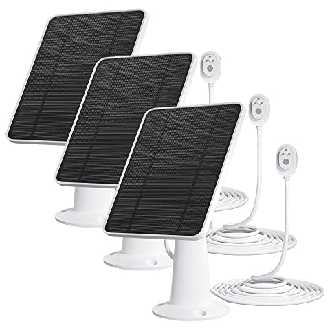 Solar Panel Charger Compatible with Arlo Pro 5S/Pro 4/Pro 3/Pro 3 Floodlight/Ultra/Ultra 2 Camera, 6V 4.5W Solar Panels Charging IP65 Weatherproof w/ 9.8ft Charging Cable Adjustable Wall Mount, 3 Pack Cover