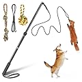 YILAKO Flirt Pole for Dogs - Heavy Duty Interactive Dog Rope Toy, Agility Training Fishing Pole for Large and Small Breeds, Durable Exercise Stick with Replaceable Tails (squeaky toys)