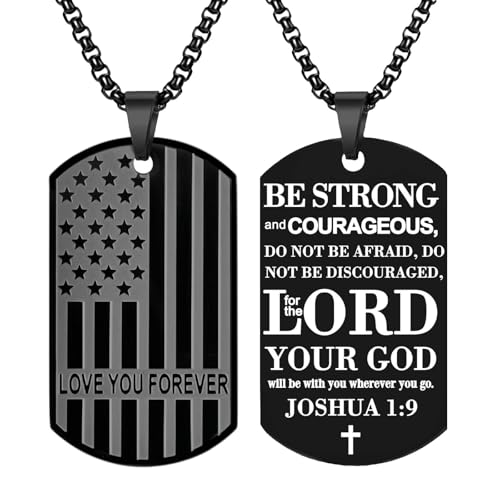 Coolvy To My Son Necklace from Mom Dad, Dog Tag Cross Necklace for Men, American Flag Birthday Christmas Gifts for Son in Law Grandson Daughter Granddaughter Family Jewelry