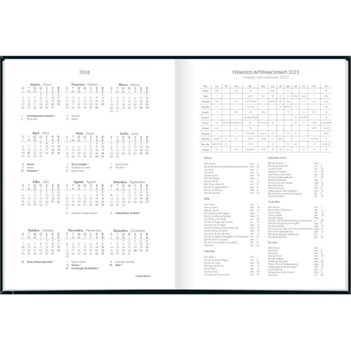 Agenda Costurada 2025 Preta, 12,3x16,6 cm