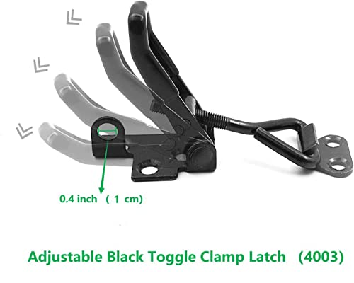 Image of 2 Pack Adjustable Black Toggle Clamp Latch(4003) Heavy Duty 1320lbs Capacity Toggle Latch & Quick Release Metal Pull Latches, Easy to Install for Lid Box Case Door Smoker(come with 10pcs 1.2 inch Screws)
