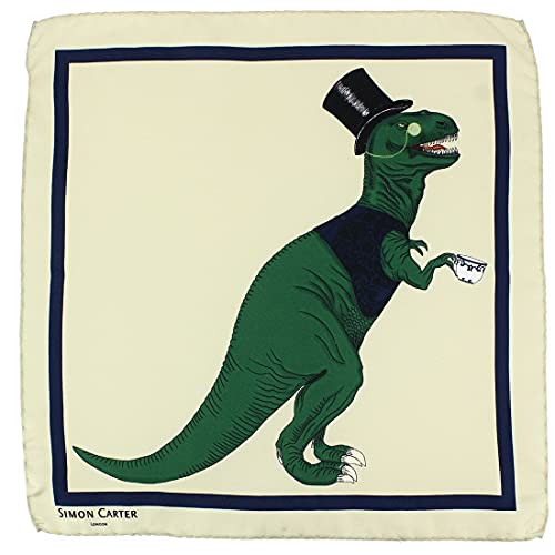 Pochette de costume Simon Carter en soie blanc cassé à motif fantaisie