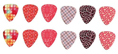 Guitar Picks for Girls - Medium Celluloid Assorted Variety 12-Pack Collection - Pretty Unique Designs Cool Pink Leopard - Best Gifts for Princess, Kids, Teens, Women, Ladies, Female Guitar Players - Thumbnail 3