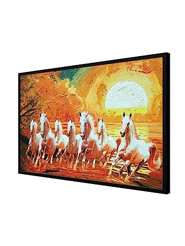 Image of 999STORE Fiber framed canvas painting frame paintings for bedroom with horse photo frames wall horses hanging home decor big large (Canvas 36X54 Inches Black) BLFLP36540071