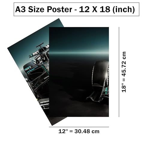 Image of Wrap & Wish 2026 Mercedes AMG F1 W17 E-Performance FrontView Wall Split Posters Set (A3 Size, 12x18 Inch) | Pack of 3 | Vintage F1 Designs & Marvel Room Decor