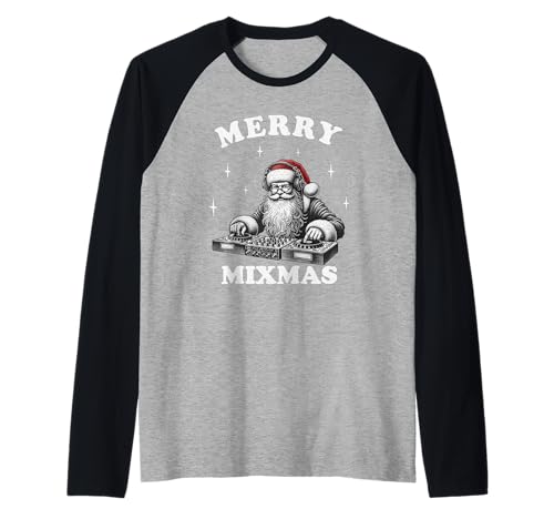 Merry Mixmas Funny Christmas DJ Music Party EDM Manche Raglan