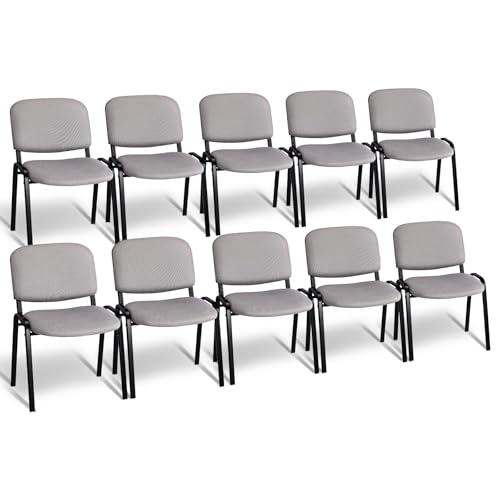Image of VINGLI Waiting Room Stacking Chairs, 10-Pack Mesh Church Conference Stackable Chair Set, for Office Guest & Reception Meeting Rooms, Lobby, Simple&Space-Saving, Mesh-Grey