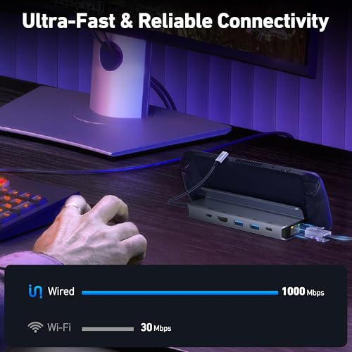 Image of BENFEI Steam Deck Dock, Docking Station for Steam Deck (OLED) /ROG Ally, 6-in-1 USB C Hub with HDMI 4K@60Hz, 1Gbps Ethernet, 1xUSB C 2X USB 3.0 Port, PD 100W Charging