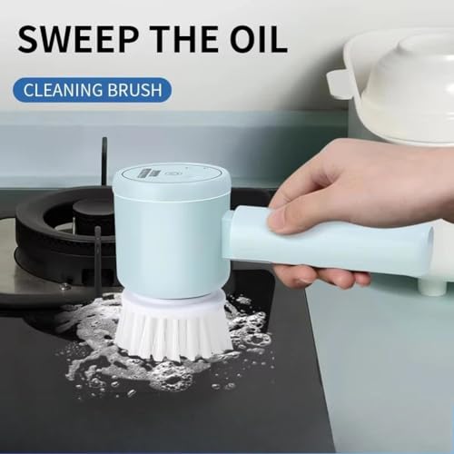 Brosse à vaisselle électrique, brosse à récurer rechargeable et outil de nettoyage automatique, brosse de cuisine étanche pour casseroles, poêles, chaussures, appareil de lavage sans fil avec tête de – vue 6