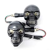 lekiliky 2PCS LED Motorcycle Turn Signal Light, Waterproof Skull Head Warning Light Decoration, 10 mm Screw Blinkers Indicator Replacement part (White for Constant On, Yellow for Turning