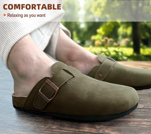 Image of BULLIANT Women Mules Clogs-Memory Foam Cushioned Cork Footbed-Fleece Lined