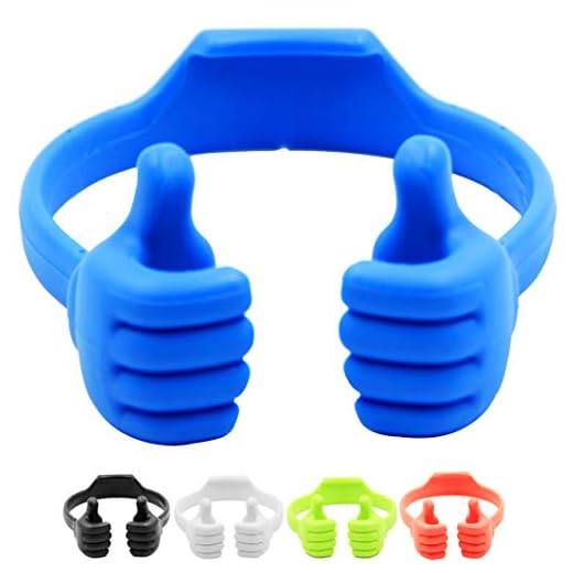Thumbs-up Cell Phone Stand, Honsky Pack of 5 Universal Flexible Multi-Angle Cute Desk Phone Holder, Compatible with Tablet Android Smart Cellphone Travel, Blue Black Green White Pink